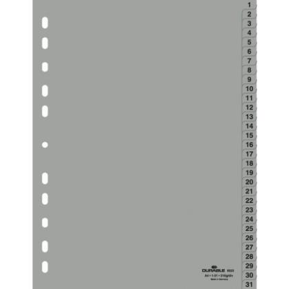 Разделитель на 31 деление А4 "Durable" пласт., с маркир., серый