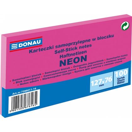 Бумага д/з на кл. осн. 76*127 мм "Donau Neon" 100 л., зеленый неон