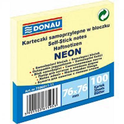 Бумага д/з на кл. осн. 76*76 мм "Donau Neon" 100 л., зеленый неон