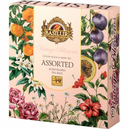 Чай "Basilur" 40*1,5 г., черный, зеленый, Винтажные цветы, ассорти 4 вкуса
