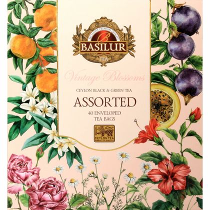 Чай "Basilur" 40*1,5 г., черный, зеленый, Винтажные цветы, ассорти 4 вкуса