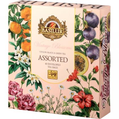 Чай "Basilur" 40*1,5 г., черный, зеленый, Винтажные цветы, ассорти 4 вкуса