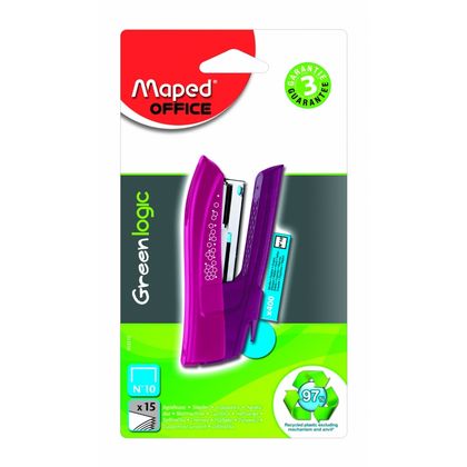 Скобосшиватель 15 л. "Greenlogic Pocket №10" +скоба, серебристый, блистер