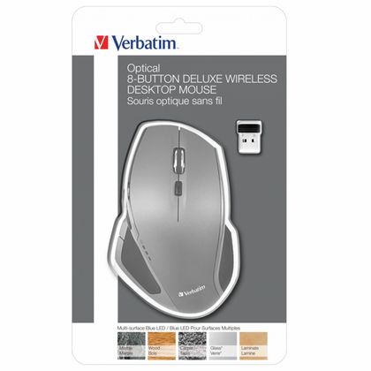 комп. мышь Verbatim Deluxe 49041 (беспровод., оптич., USB, серо-черная, 800-1600 dpi, 8-кнопочная)