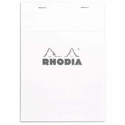 Блокнот А5 148*210 мм, 80 л., в линейку "Rhodia" скоба сверху, обл. карт., белый