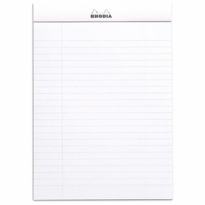 Блокнот А5 148*210 мм, 80 л., в линейку "Rhodia" скоба сверху, обл. карт., белый