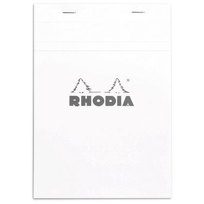 Блокнот А5 148*210 мм, 80 л., в линейку "Rhodia" скоба сверху, обл. карт., белый