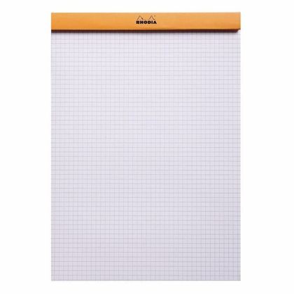 Блокнот А4 210*297 мм, 80 л., в клетку "Rhodia" скоба сверху, обл. карт., оранжевый