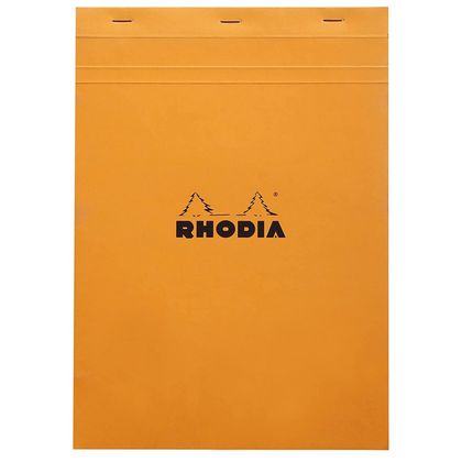 Блокнот А4 210*297 мм, 80 л., в клетку "Rhodia" скоба сверху, обл. карт., оранжевый