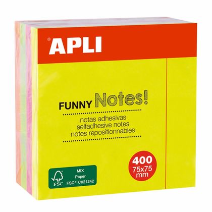 Бумага д/з на кл. осн. 75*75 мм "Funny notes" 400 л., ассорти пастель