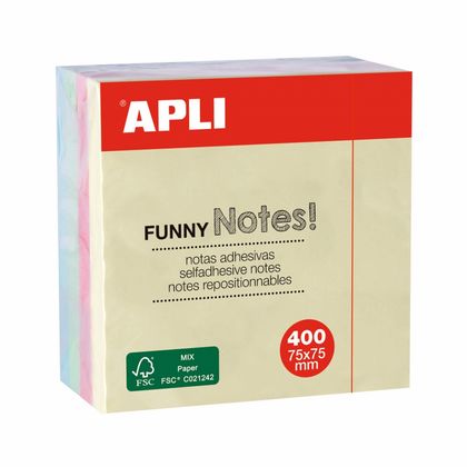 Бумага д/з на кл. осн. 75*75 мм "Funny notes" 400 л., ассорти пастель