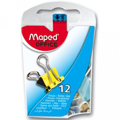 Зажим д/бумаг 15 мм "Maped" 12 шт., ассорти