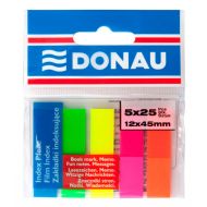 Закладки пласт. "Donau" 12*45 мм, 5 цв.*25 шт., ассорти неон