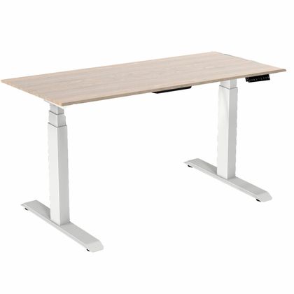 Стол с электроприводом двухмоторный WellDesk Uplift, цвет черный,столешница ДСП 1395х800х18, Пепел 621 PE, мотор Bosch