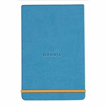 Блокнот А5 148*210 мм, 96 л., лин. "Rhodiarama Webnotepad", кожзам., тв. обл., на резинке, морская волна