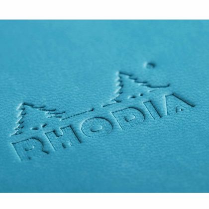 Блокнот А5 148*210 мм, 96 л., лин. "Rhodiarama", кожзам., тв. обл., на резинке, бирюзовый