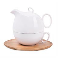 Набор чайный чайник+чашка с блюдцем "Мила" подарочн. упак., белый/коричневый