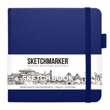 Скетчбук "Sketchmarker" 12*12 см, 140 г/м2, 80 л., красный