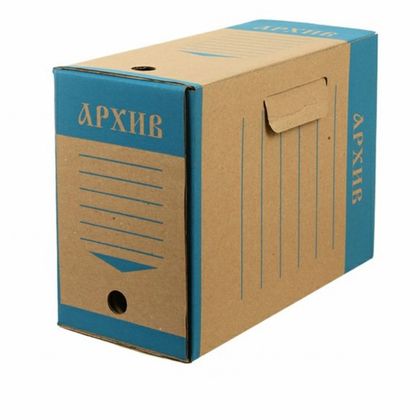 Коробка архивная 150 мм "Эко" бурый/синий