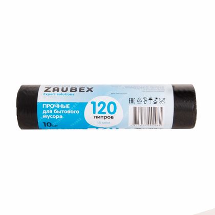 Мешки для мусора 120л 10шт/рулон ПНД Zaubex 15мкм 67*107см цв.черный