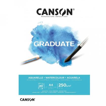 Блок-склейка бумаги для акварели "Canson Graduate" 29,7*42 см, 250 г/м2, 20 л.