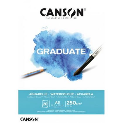 Блок-склейка бумаги для акварели "Canson Graduate" 14,8*21 см, 250 г/м2, 20 л.
