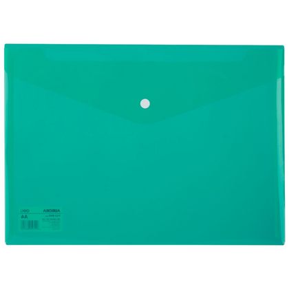 Папка конверт на кнопке А4 "Deli" прозр., зеленый