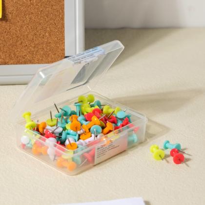 Иглы-кнопки "пешки" "Deli" 100 шт., прозр. ассорти