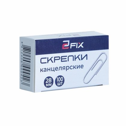 Скрепки 28 мм "2Fix" металл., 100 шт., графитовый