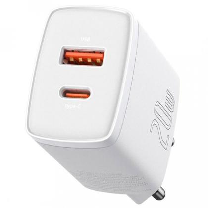 Сетевое зарядное устройство Baseus CCXJ-B02 Compact Quick Charger USB+Type-C 20W White (CCCP20UE)