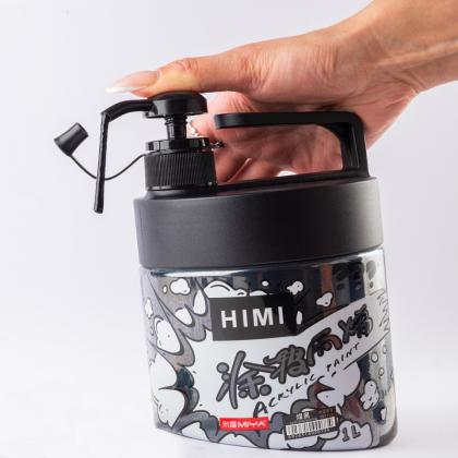 Краски акриловые "Himi" 018 желто-зеленый, 1 л, банка с помпой