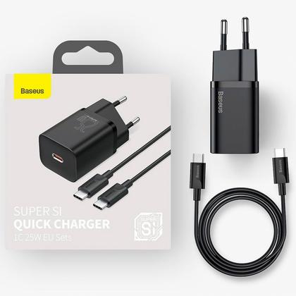 Сетевое зарядное устройство Baseus TZCCSUP-L01 Super Si Quick Charger Type-C 25W (кабель Type-C-Type-C 1m) Black