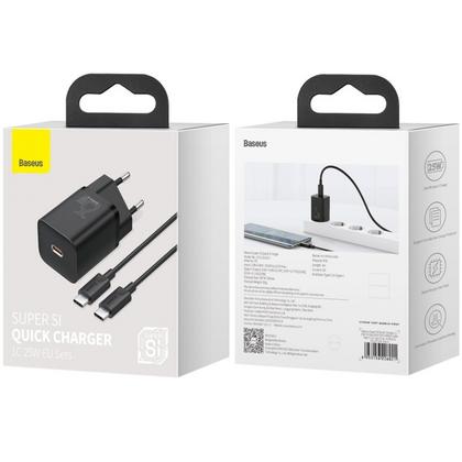 Сетевое зарядное устройство Baseus TZCCSUP-L01 Super Si Quick Charger Type-C 25W (кабель Type-C-Type-C 1m) Black