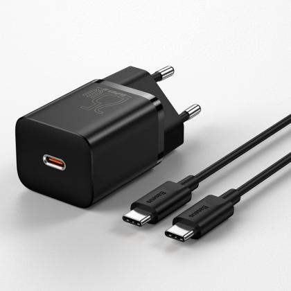 Сетевое зарядное устройство Baseus TZCCSUP-L01 Super Si Quick Charger Type-C 25W (кабель Type-C-Type-C 1m) Black
