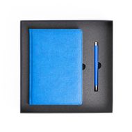 Набор ежедневник недатир. A5 Nanda синий+ручка шарик/автомат "Straight Gum" синий, подарочн. упак. черный