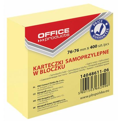 Бумага д/з на кл. осн. 76*76 мм "Office products" 400 л., желтый пастель