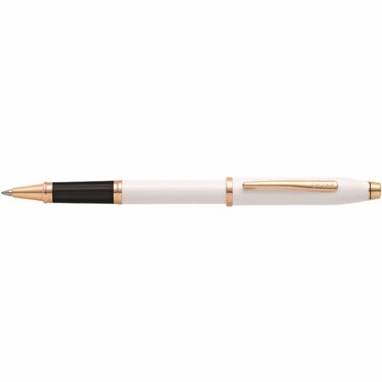 Ручка роллер "Century II Pearlescent White Lacquer" 0,7 мм, метал., подарочн. упак., жемчужный/розовое золото, стерж. черный