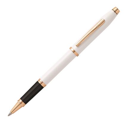 Ручка роллер "Century II Pearlescent White Lacquer" 0,7 мм, метал., подарочн. упак., жемчужный/розовое золото, стерж. черный