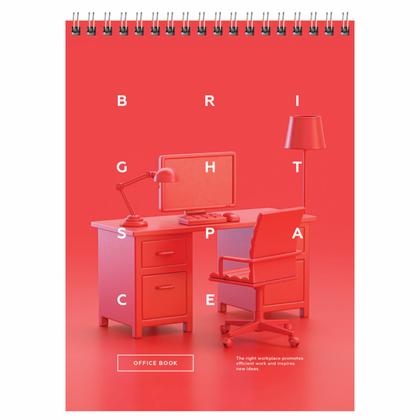 Блокнот А5 148*200 мм, 60 л., в клетку "Office book" спираль сверху, обл. карт., ассорти