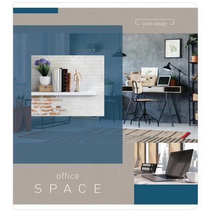 Тетрадь А5 60 л., клет. "Офис. Office space" скоба сбоку, обл. карт., ассорти