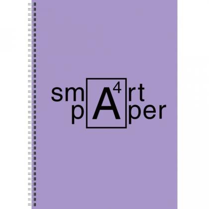 Тетрадь А4 80 л., клет. "Smart paper. No 4" спираль сбоку, обл. карт., мат. ламинация, желтый
