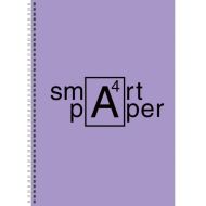 Тетрадь А4 80 л., клет. "Smart paper. No 3" спираль сбоку, обл. карт., мат. ламинация, сиреневый