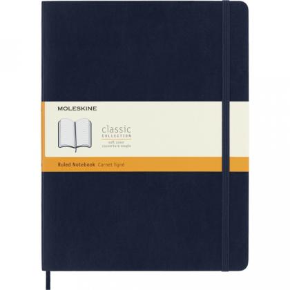 Блокнот А4- 190*250 мм, 96 л., тонир., лин. "Classic Soft XLarge" интегральн. обл. полиуретан., на резинке, синий сапфир