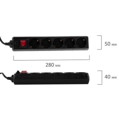 Сетевой фильтр 5м Sonnen U-3515, 5 розеток, черный