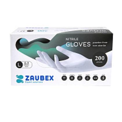 Перчатки нитриловые неопудренные одноразовые   Zaubex, р-р L 200 шт./уп. черный