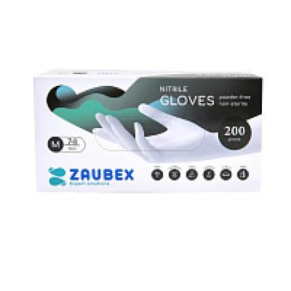 Перчатки нитриловые неопудренные одноразовые   Zaubex, р-р M 200 шт./уп. черный