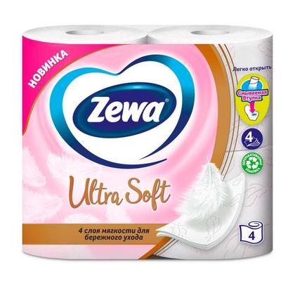 Бумага туалетная Zewa Ultra Soft, 4 рул, 4 слоя, цв. белый