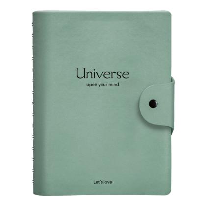 Блокнот А5 140*200 мм, 96 л., в клетку "Universe" спираль сбоку, мягк. обл. кожзам., мятный