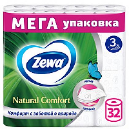 Бумага туалетная Zewa Natural Comfort, 32 рул, 3 слоя, цв. белый