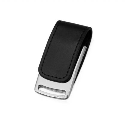 Карта памяти USB Flash 2.0 16 Gb VDL-014, метал, кож.зам., черный 